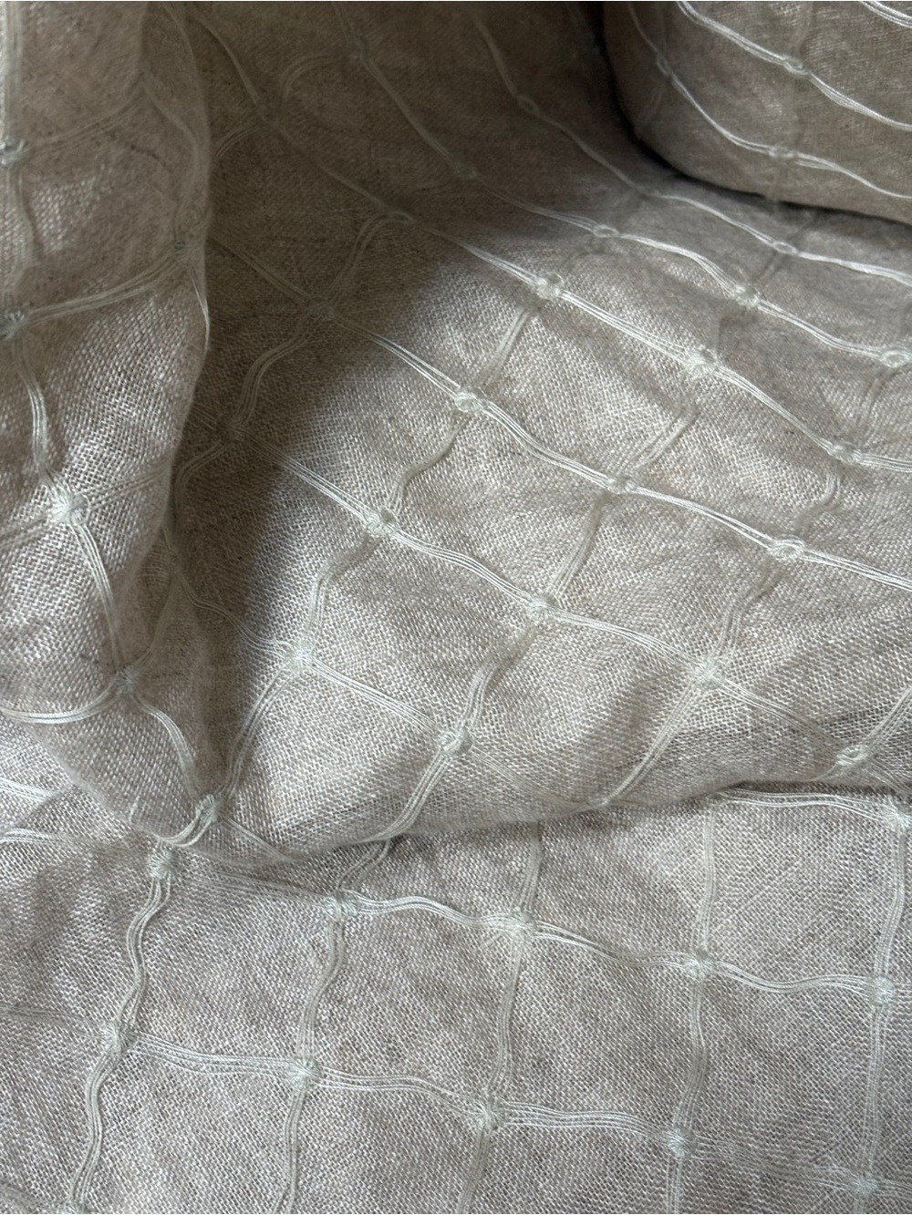 Vintage Kravet Couture embroidered linen fabric Taupe